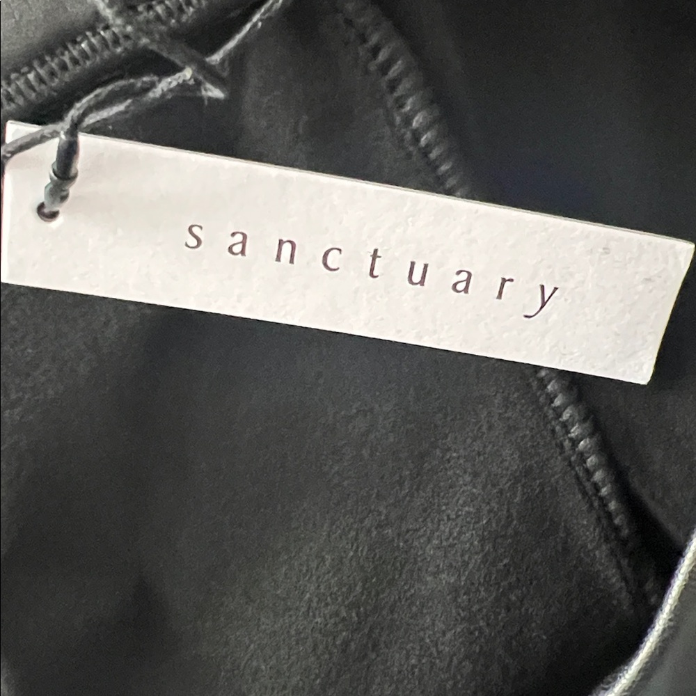 NWT Sanctuary Black Faux Leather Elastic Waist Cropped Pants - Picture 6 of 10
